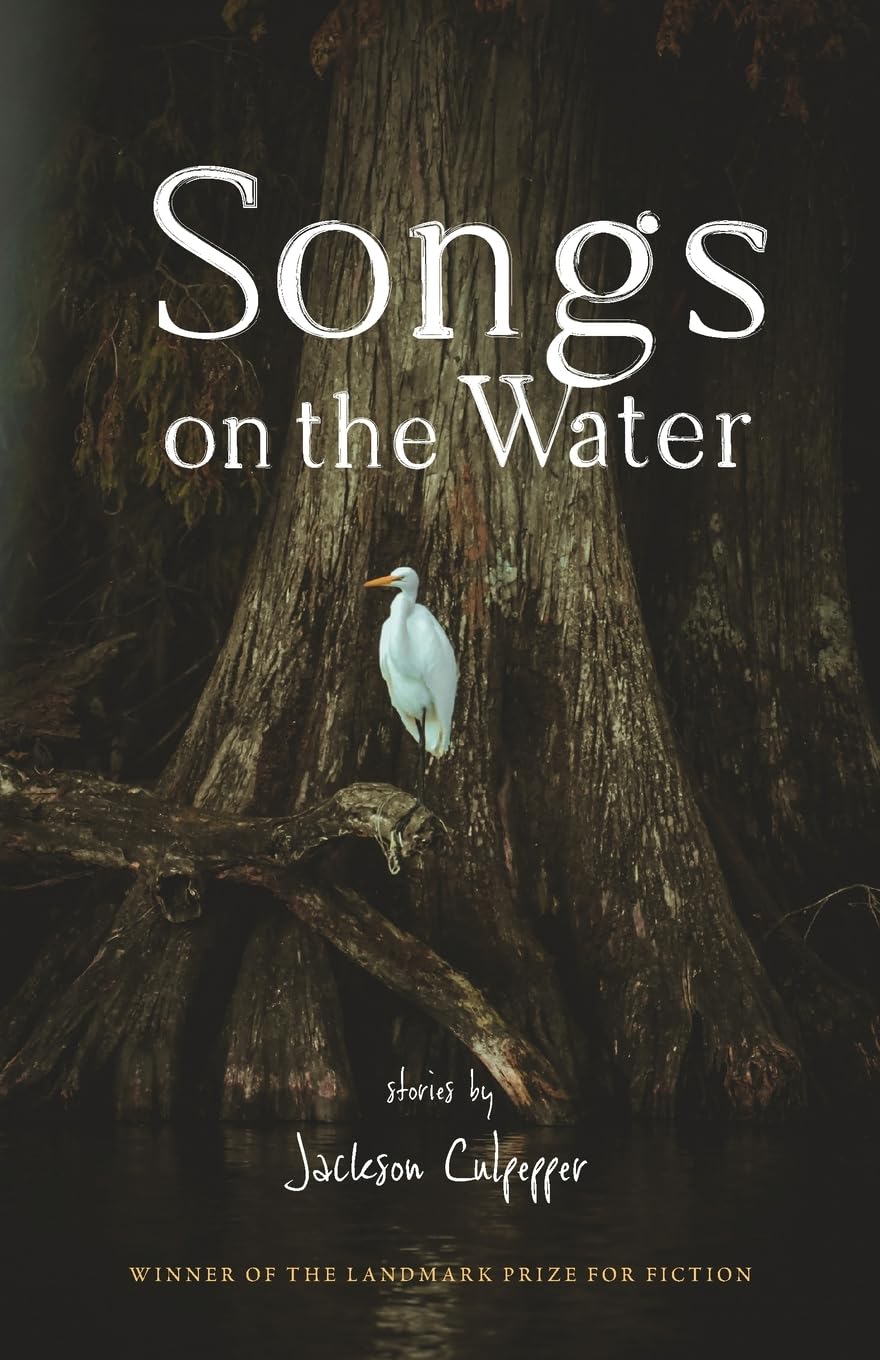 Cover of Songs on the Water, with swamp and egret